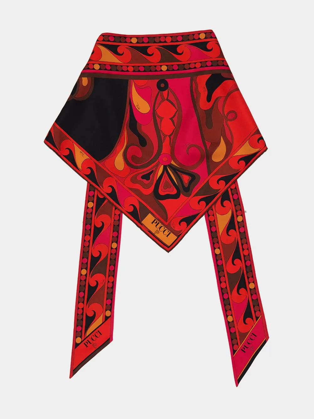 Black and Orange Orchidee Print Triangle Scarf sold by Fashion Clinic product image thumbnail 3