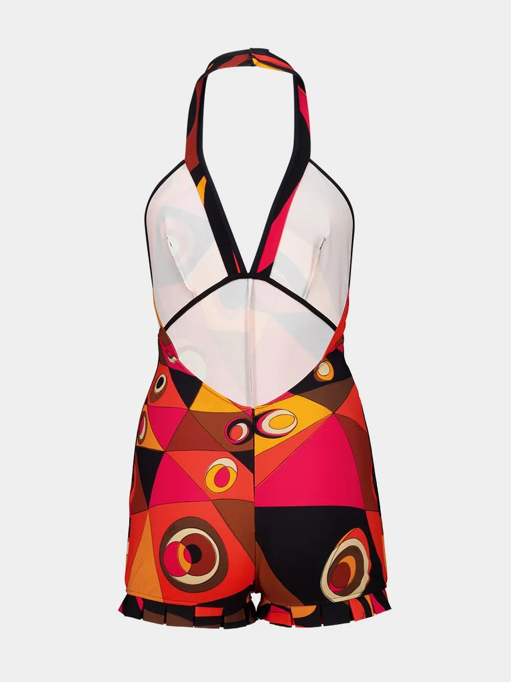 Black and Orange Occhi Print Halterneck Jumpsuit sold by Fashion Clinic product image thumbnail 4