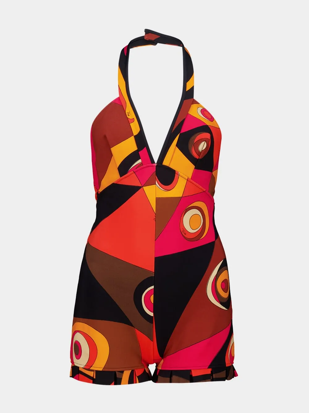 Black and Orange Occhi Print Halterneck Jumpsuit sold by Fashion Clinic product image thumbnail 2