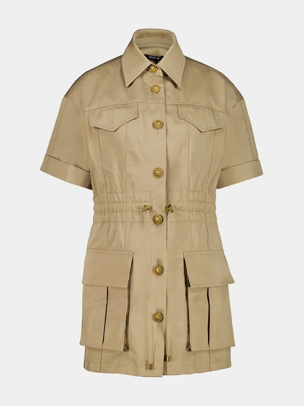 Dark Beige Buttoned Mini Dress sold by Fashion Clinic