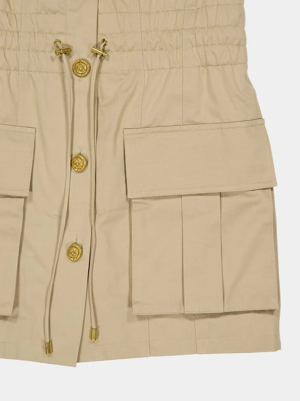 Dark Beige Buttoned Mini Dress sold by Fashion Clinic product image thumbnail 4