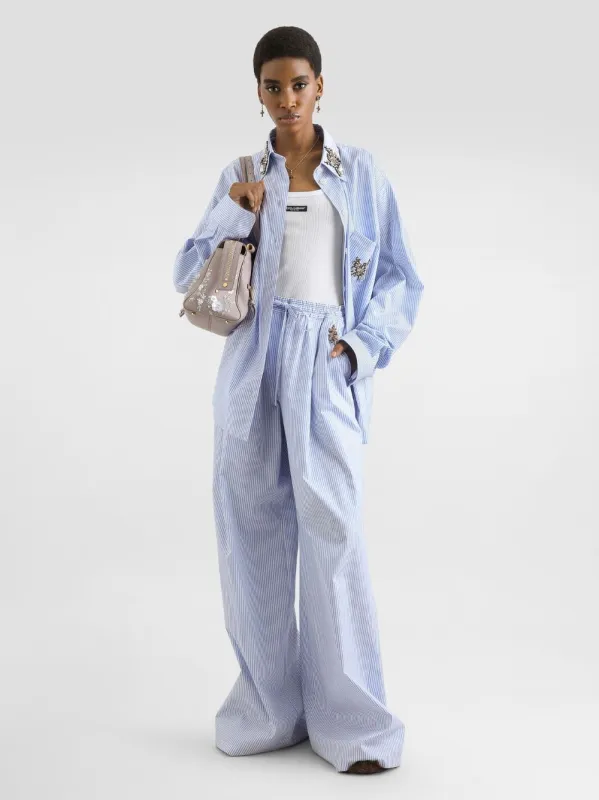 Blue Striped Poplin Shirt made by Dolce & Gabanna