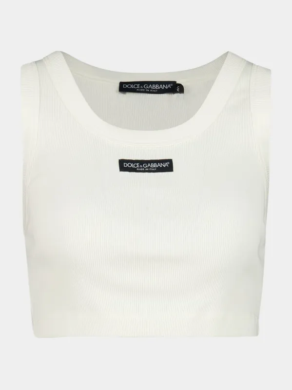 Natural White Cropped Tank Top made by Dolce & Gabanna
