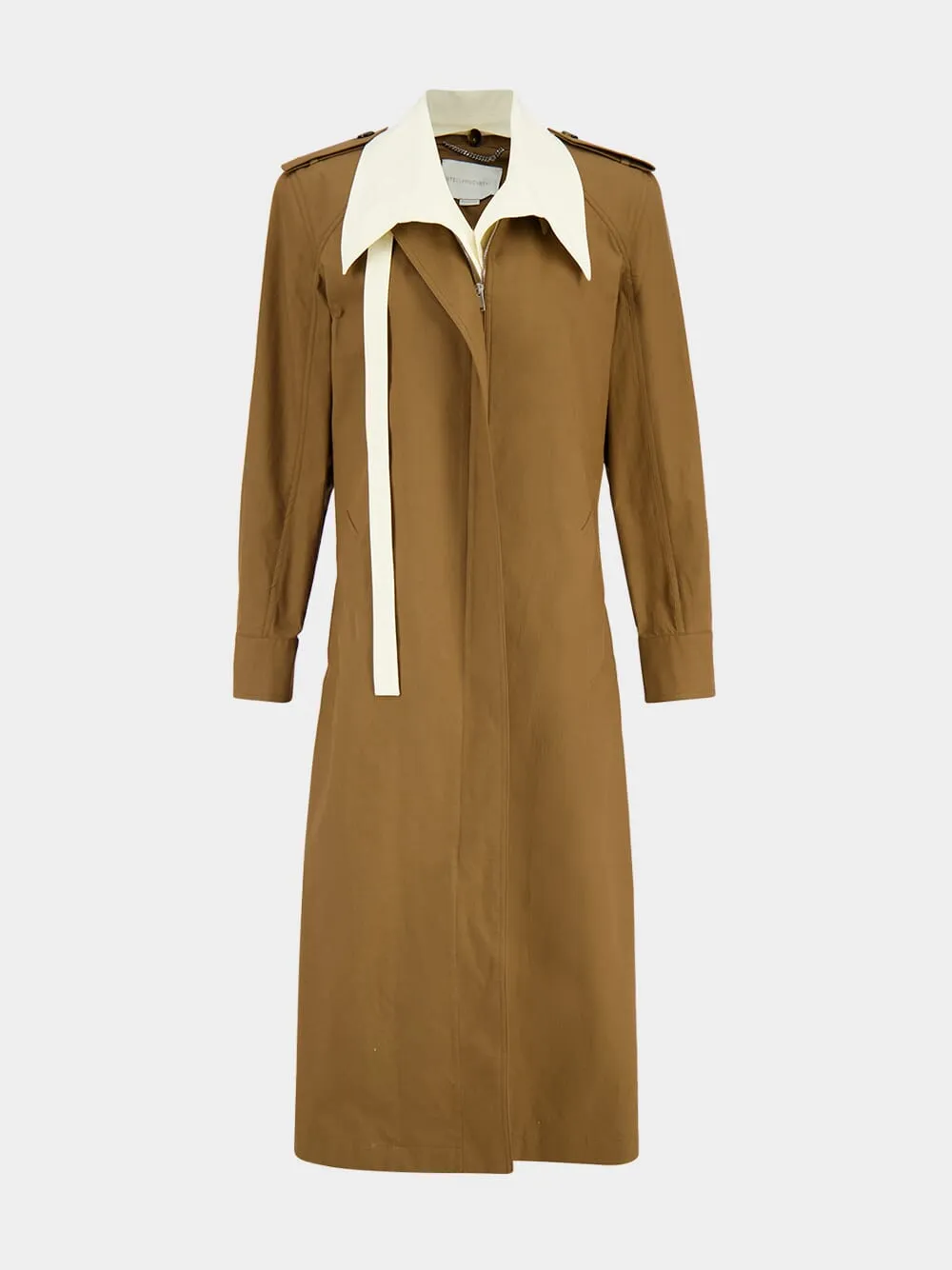 Pecan Double Layer Trench Coat sold by Fashion Clinic