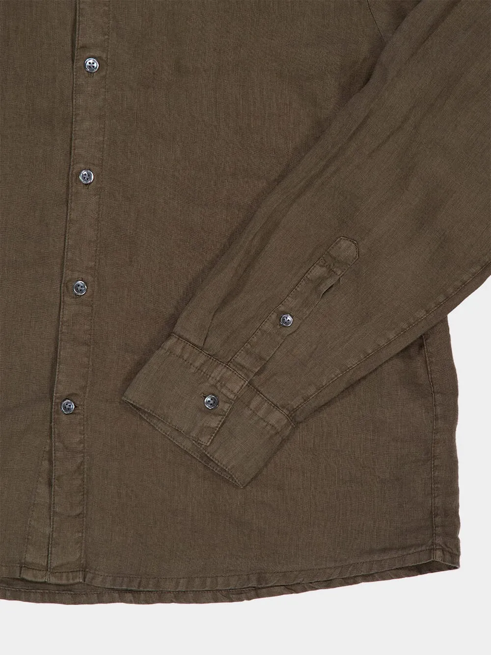 Army Green Classic Linen Shirt sold by Fashion Clinic product image thumbnail 4