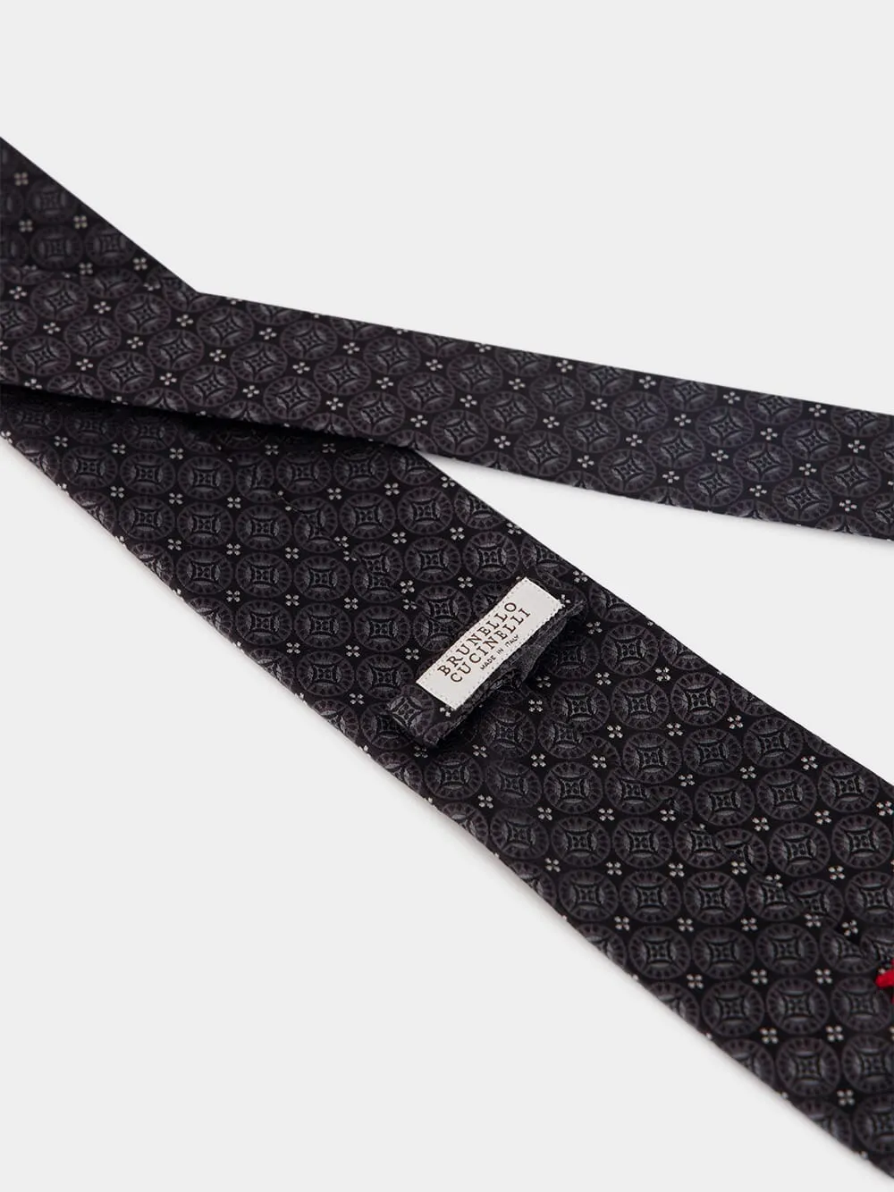 Anthracite Silk Geometric Tie sold by Fashion Clinic product image thumbnail 5
