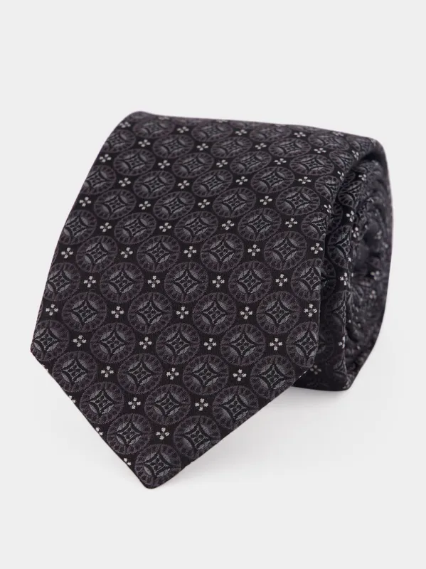 Anthracite Silk Geometric Tie made by Brunello Cucinelli