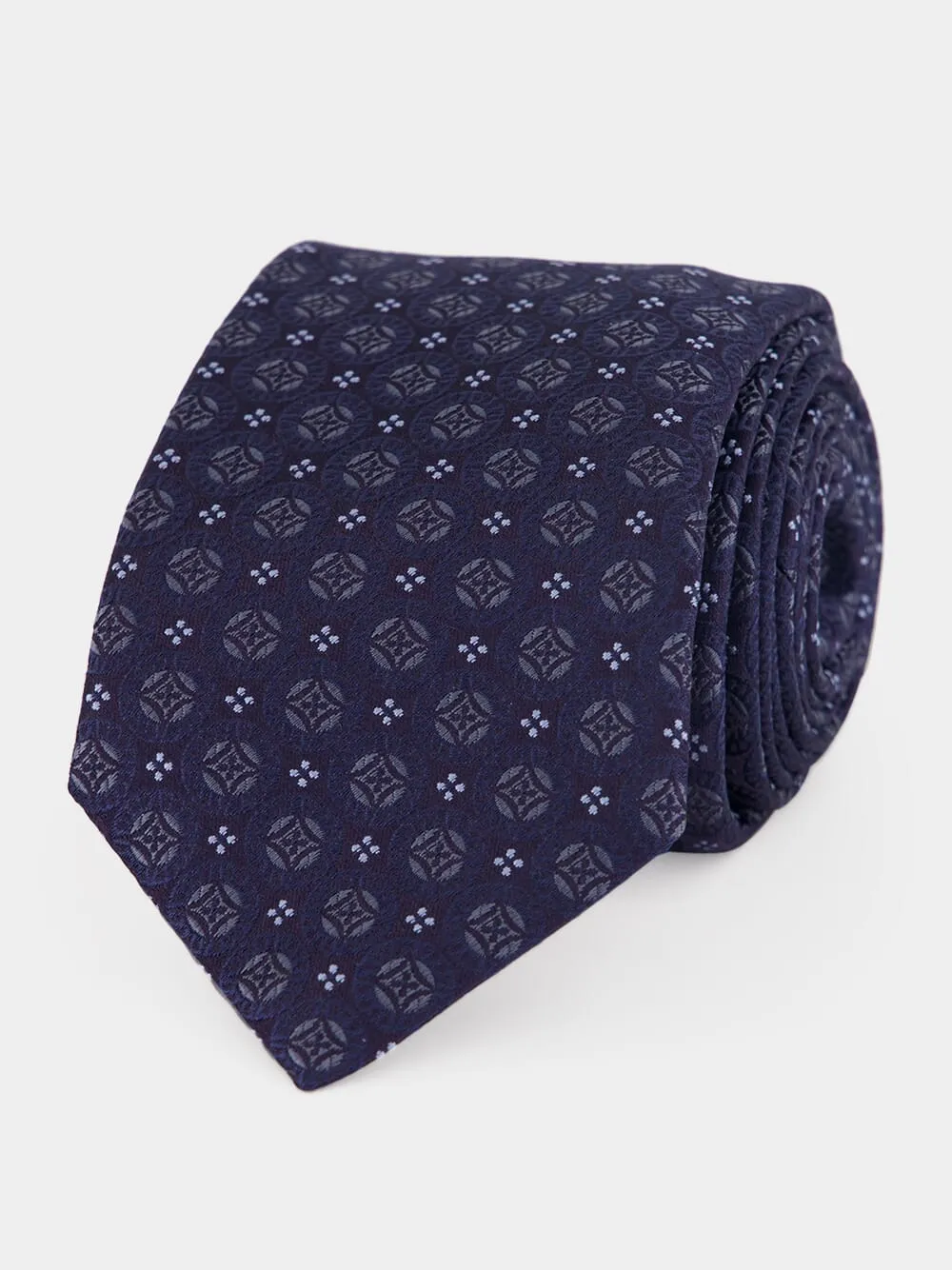 Blue Silk Geometric Tie sold by Fashion Clinic