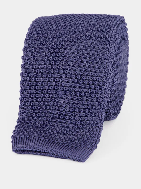 Denim Blue Silk Knit Tie made by Brunello Cucinelli