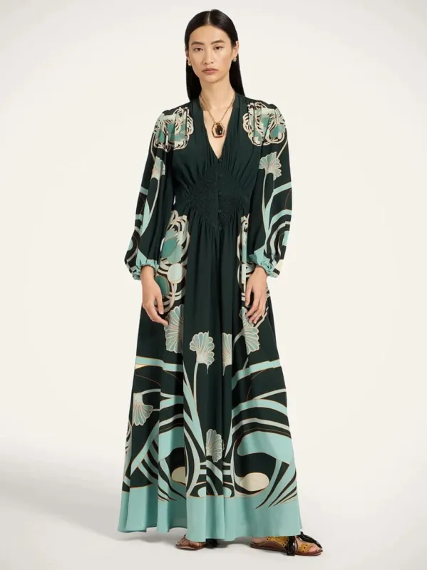 Blooming Tulip Camerino Silk Maxi Dress made by LA DoubleJ