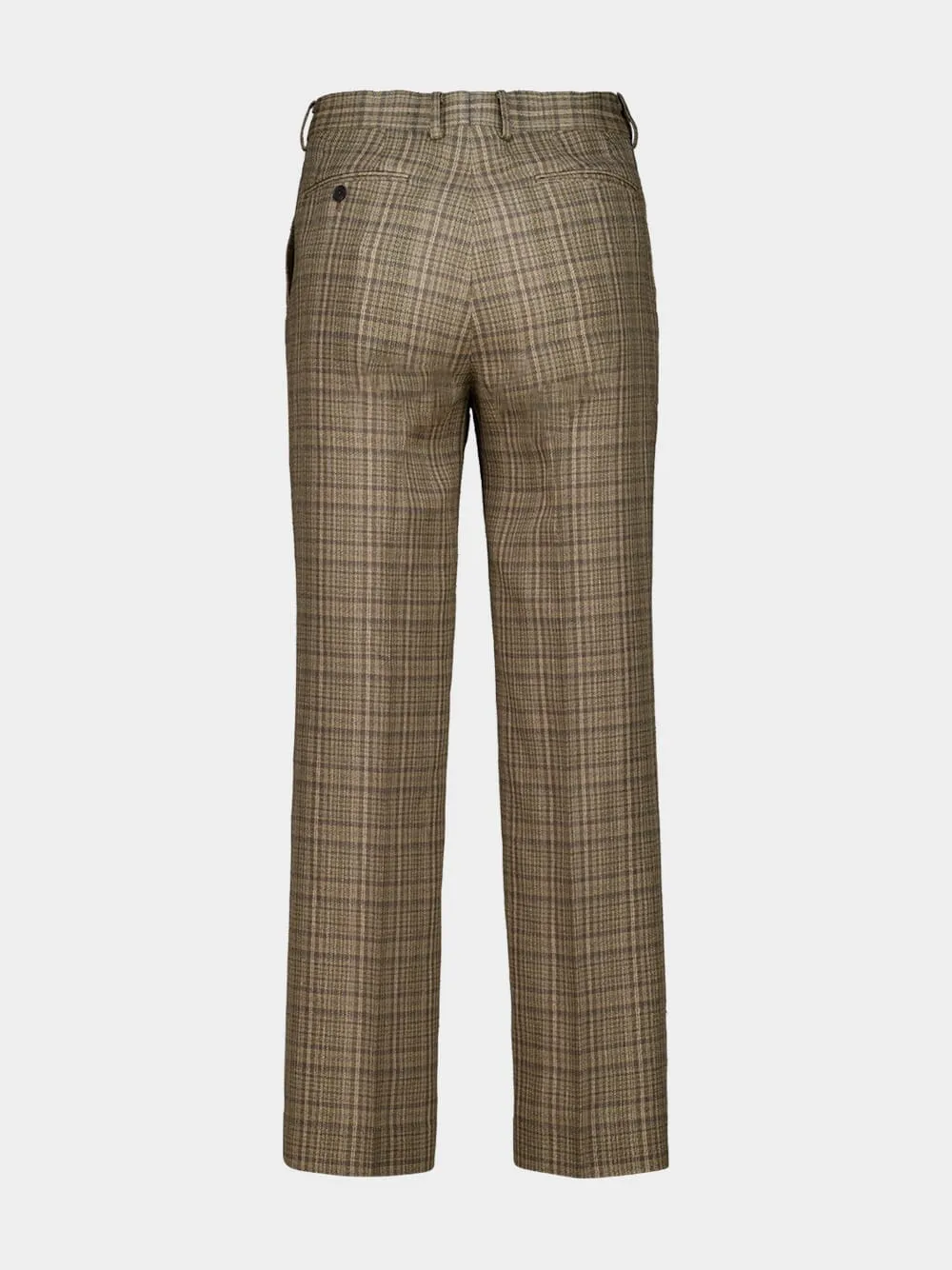 Dark Brown Check Silk Linen Trousers sold by Fashion Clinic product image thumbnail 4