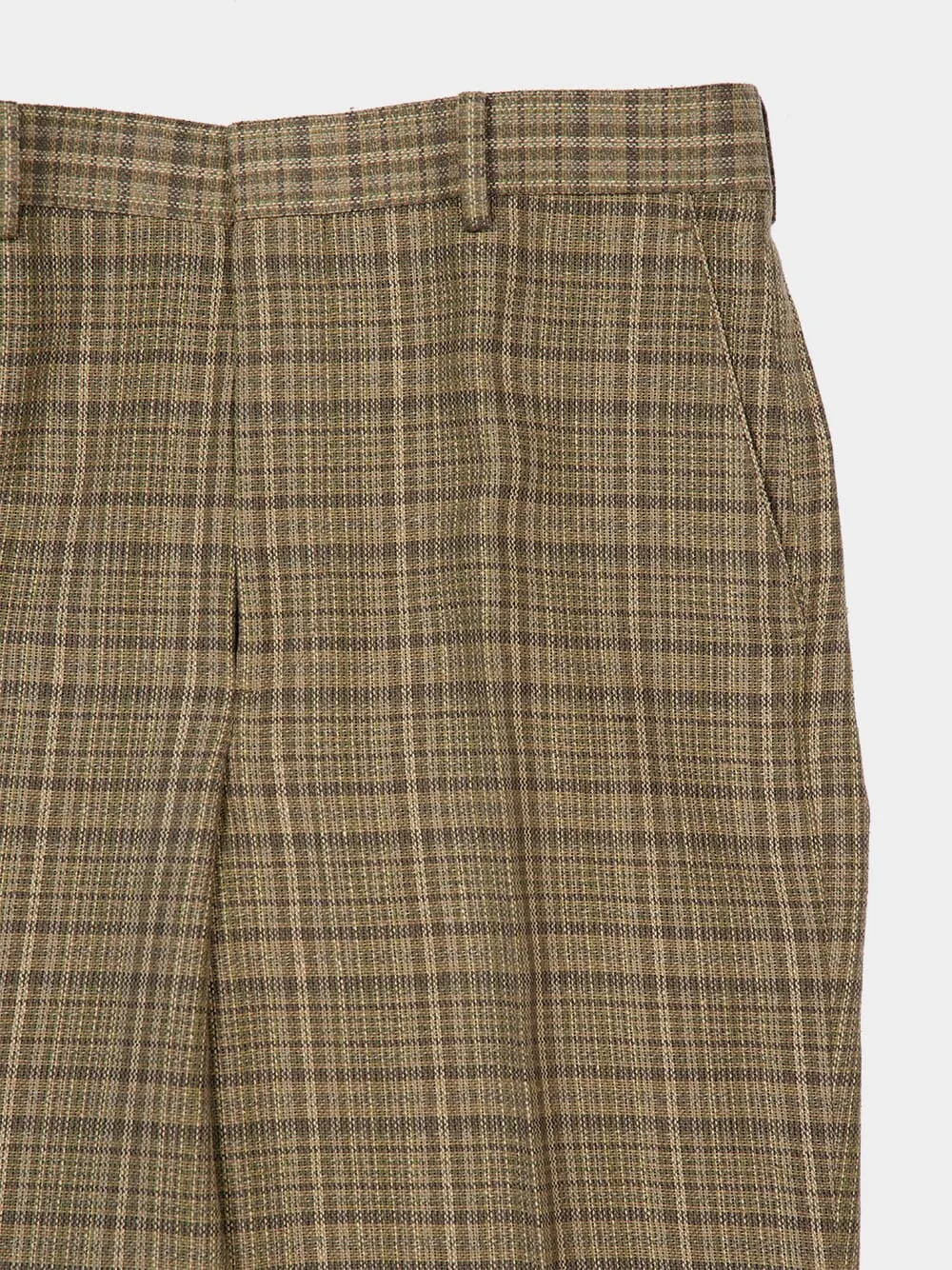 Dark Brown Check Silk Linen Trousers sold by Fashion Clinic product image thumbnail 5