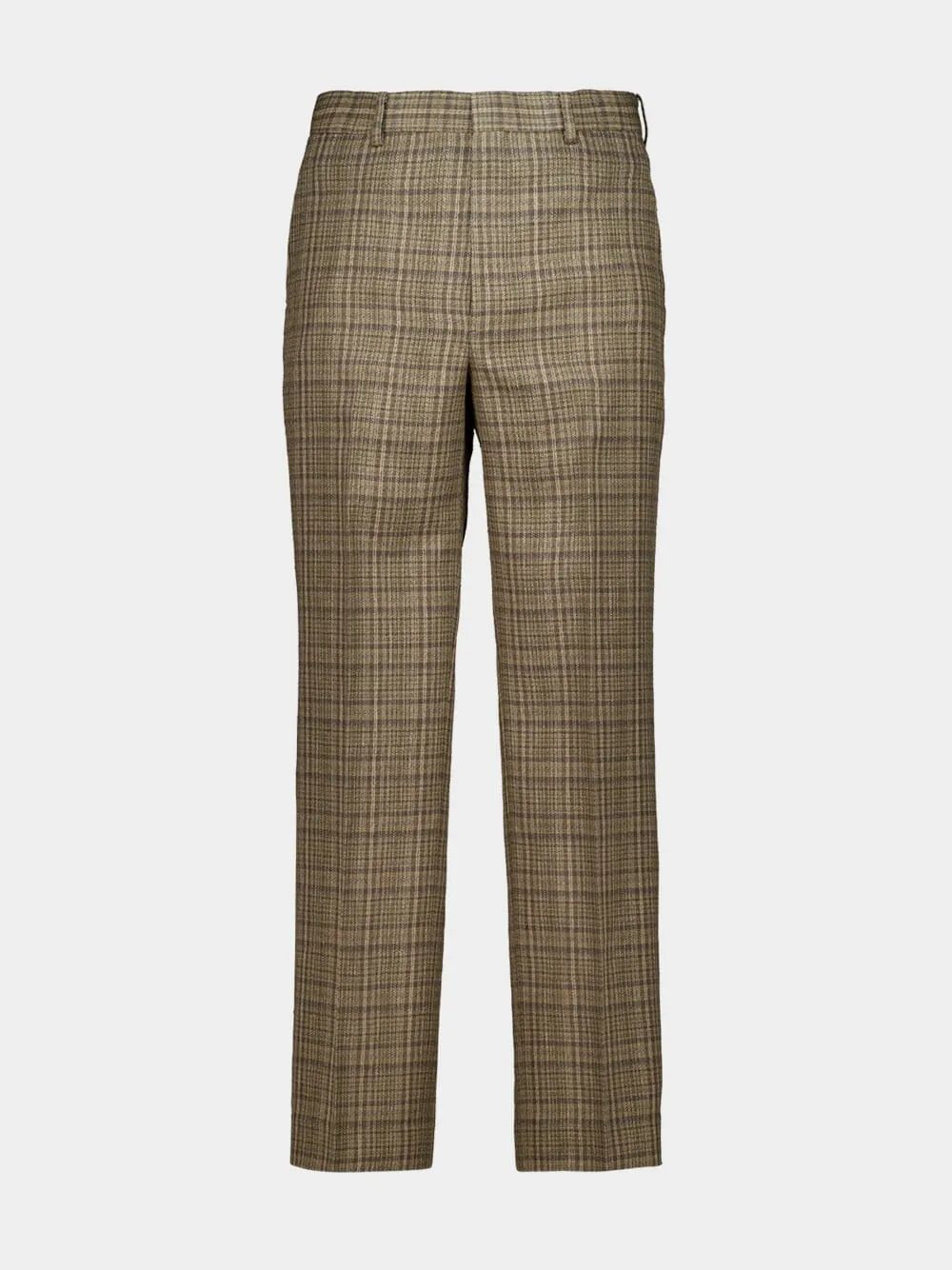 Dark Brown Check Silk Linen Trousers sold by Fashion Clinic product image thumbnail 2