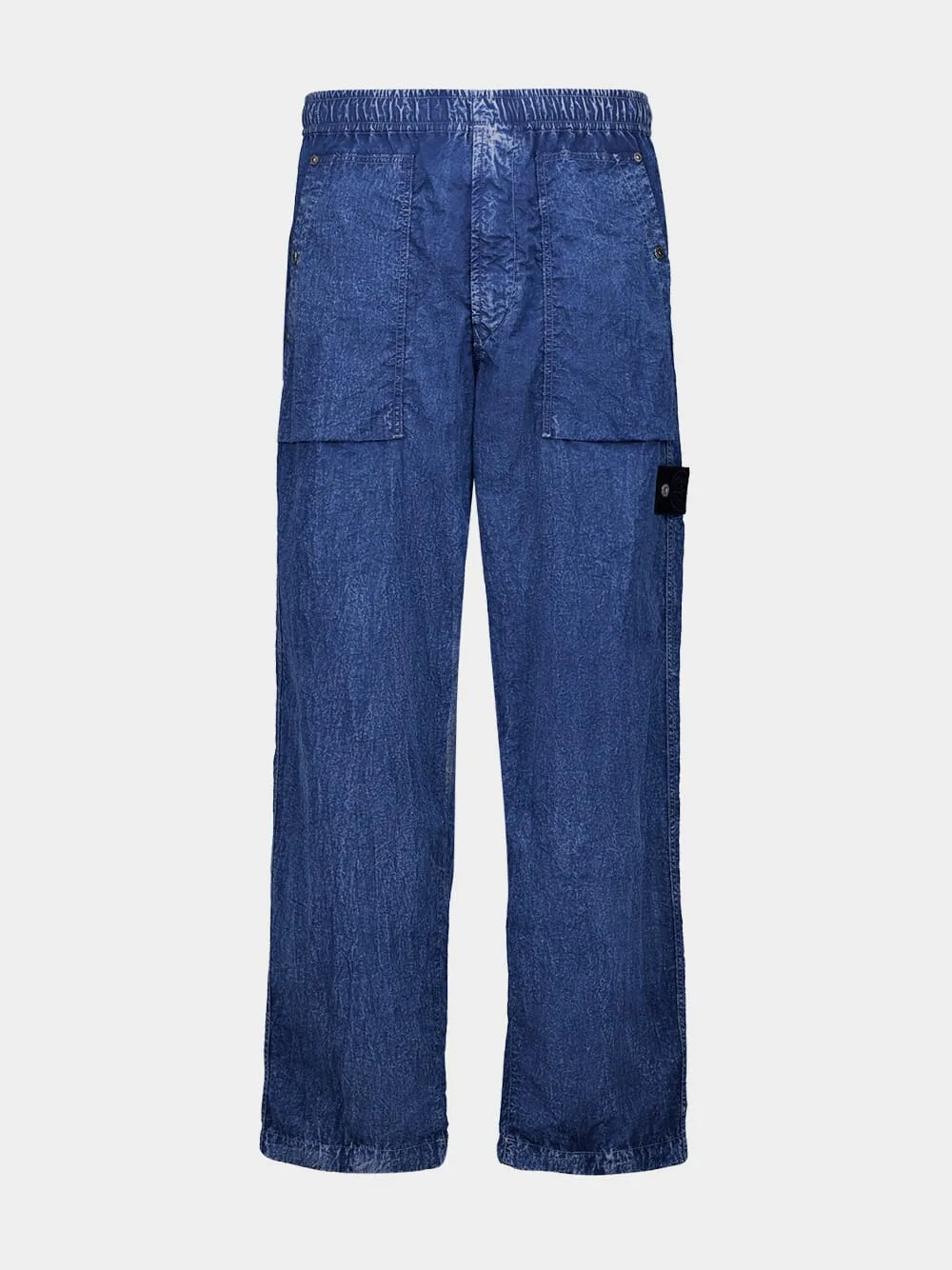 Indigo Blue Nylon Cargo Trousers sold by Fashion Clinic