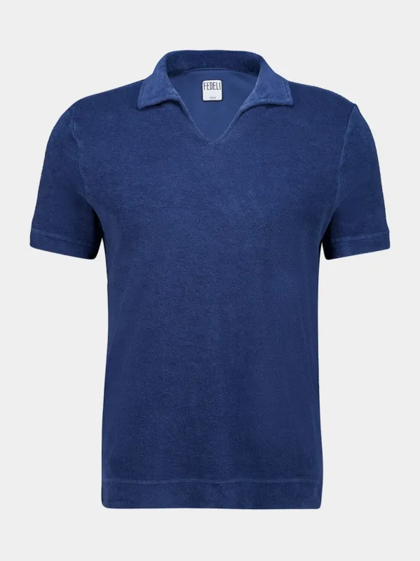 Navy Blue Peter Terry Cotton Polo made by Fedeli