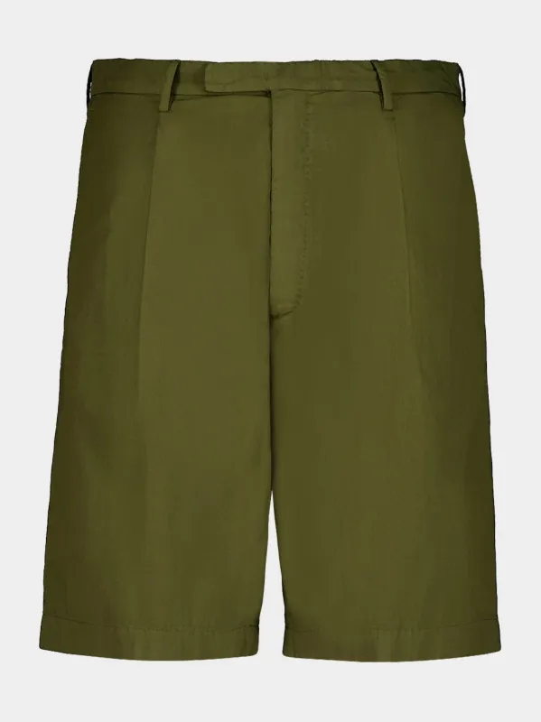 Khaki Cotton Bermuda Shorts made by Boglioli