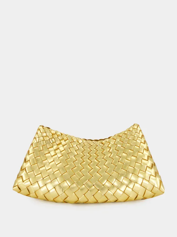 Comporta Gold Woven Leather Clutch made by Dragon Diffusion