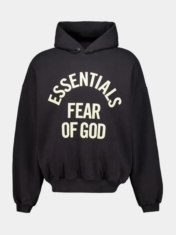 Faded Black Campus 90s Hooded Sweatshirt made by Fear of God