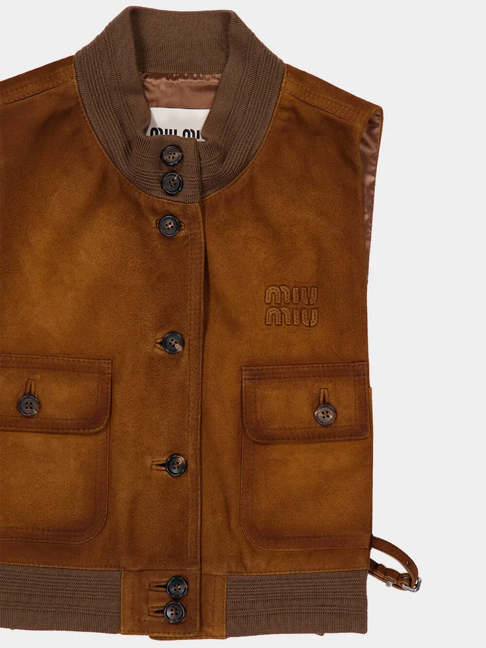 Cognac Brown Suede Leather Vest sold by Fashion Clinic product image thumbnail 5