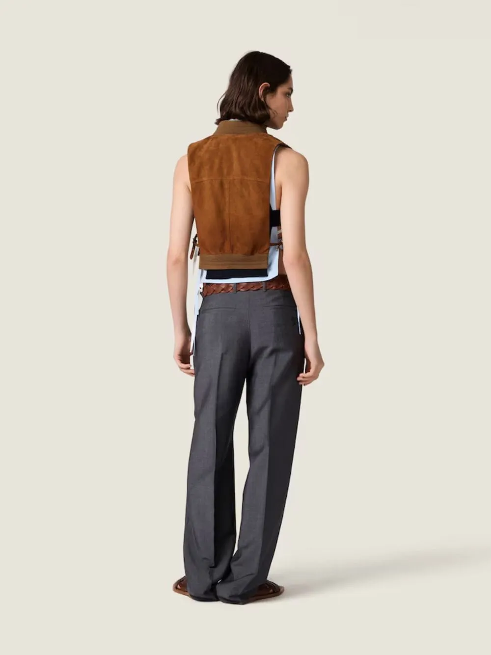 Cognac Brown Suede Leather Vest sold by Fashion Clinic product image thumbnail 4