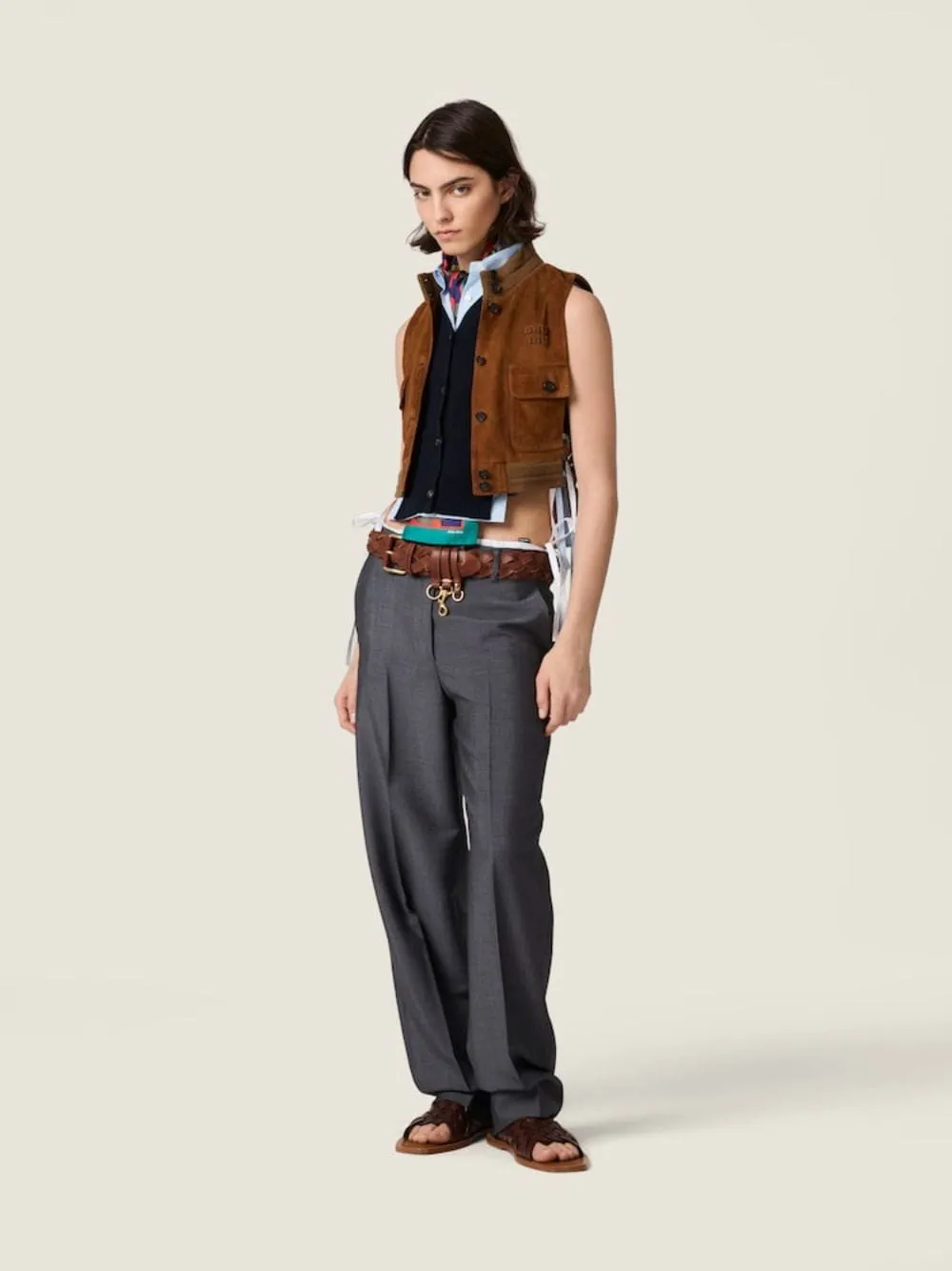 Cognac Brown Suede Leather Vest sold by Fashion Clinic product image thumbnail 2