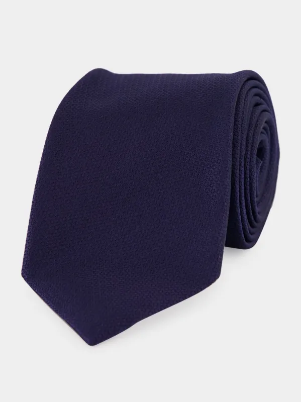 Ink Blue Textured Silk Tie made by Tom Ford