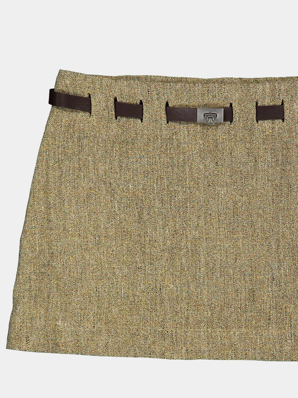 Beige Linen Mini Skirt with Gancini Belt sold by Fashion Clinic product image thumbnail 3