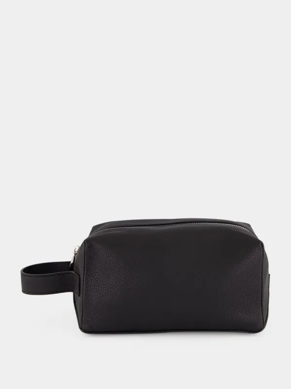 Black Leather Toiletry Case made by Fendi