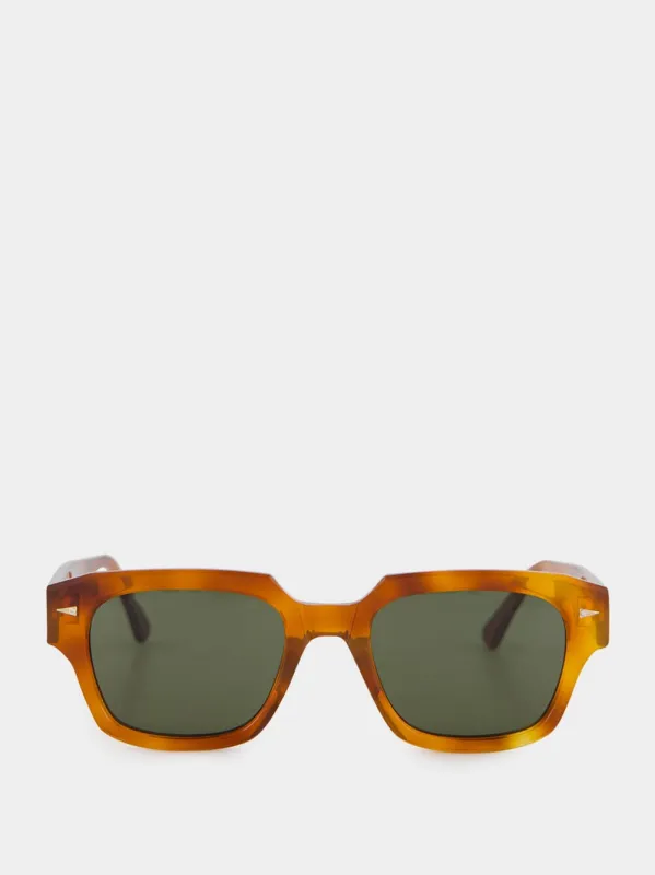 Rivoli Orange Turtle Sunglasses made by Ahlem Eyewear