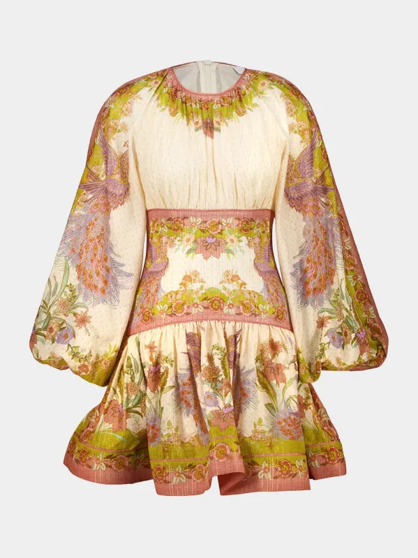 Indra Chartreuse Floral Mini Dress made by Zimmermann