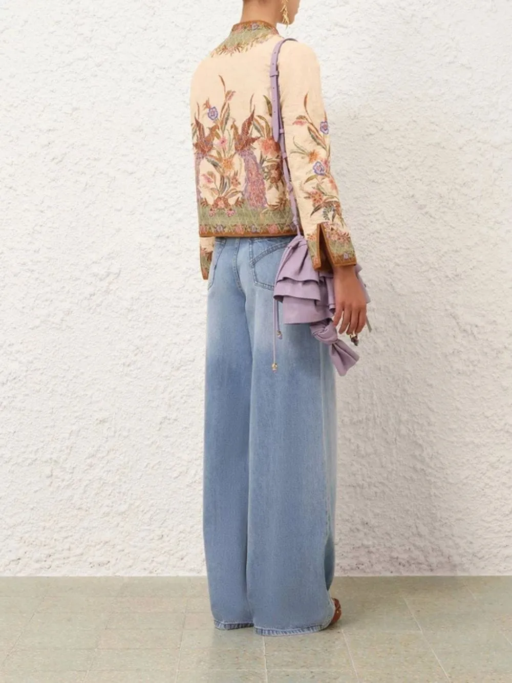 Khaki Floral Quilted Indra Bomber Jacket sold by Fashion Clinic product image thumbnail 4