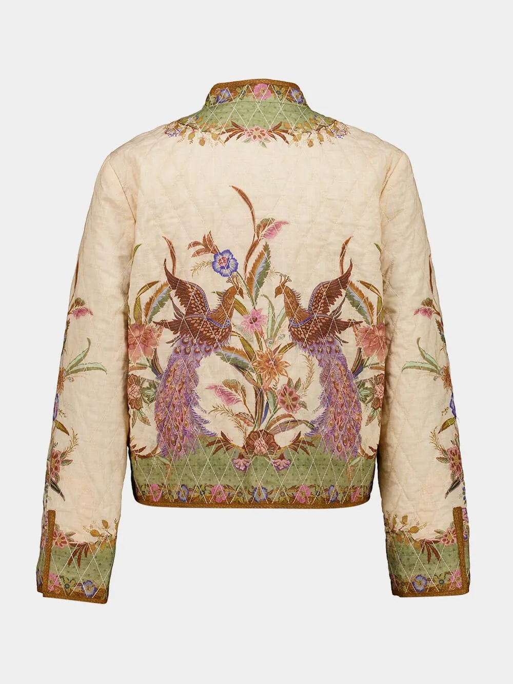 Khaki Floral Quilted Indra Bomber Jacket sold by Fashion Clinic product image thumbnail 3