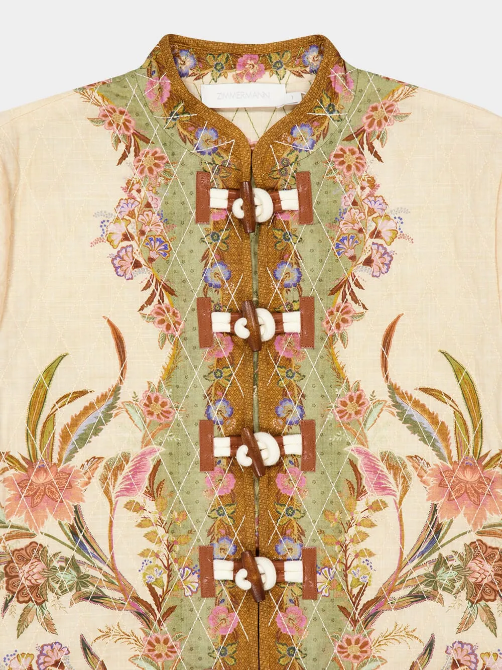 Khaki Floral Quilted Indra Bomber Jacket sold by Fashion Clinic product image thumbnail 5