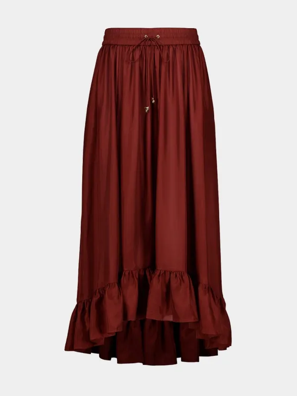 Merlot Aster Silk Maxi Skirt made by Zimmermann