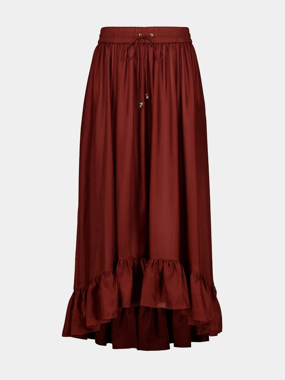 Merlot Aster Silk Maxi Skirt sold by Fashion Clinic