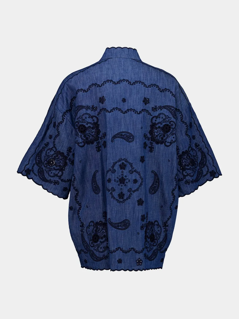 Railway Blue Aster Embroidered Denim Shirt sold by Fashion Clinic product image thumbnail 3