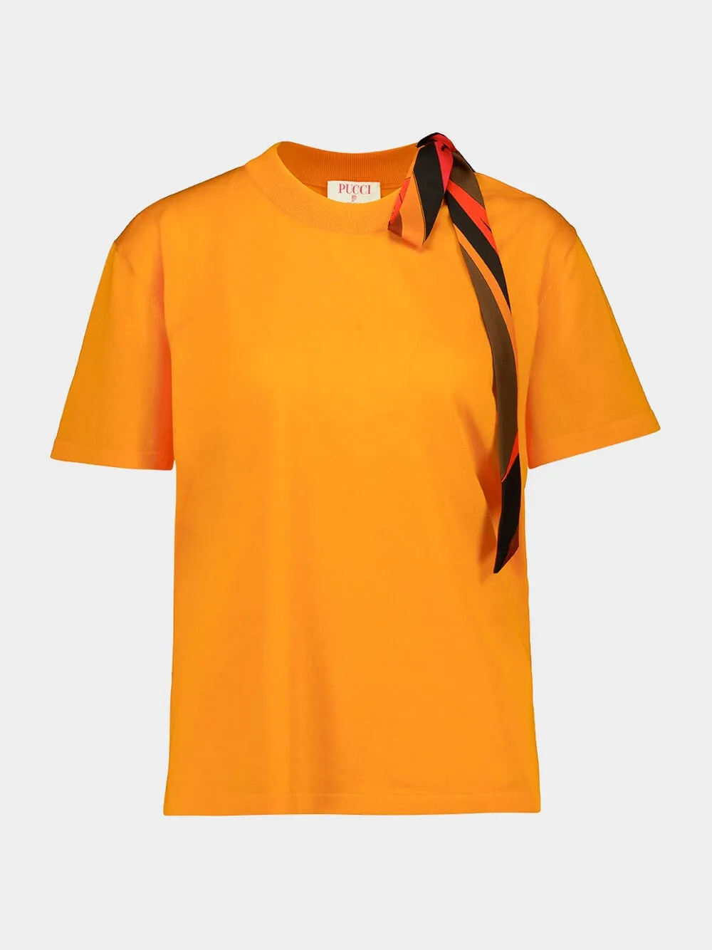 Orange T-Shirt with Silk Scarf Detail sold by Fashion Clinic product image thumbnail 2