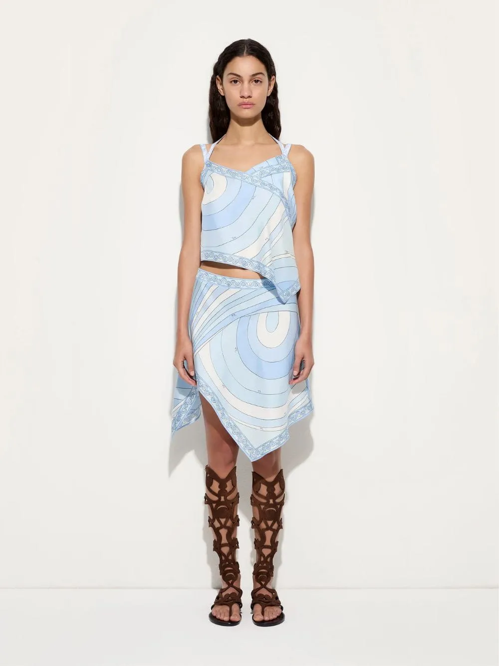 Pale Blue Iride Silk Scarf Top sold by Fashion Clinic product image thumbnail 2