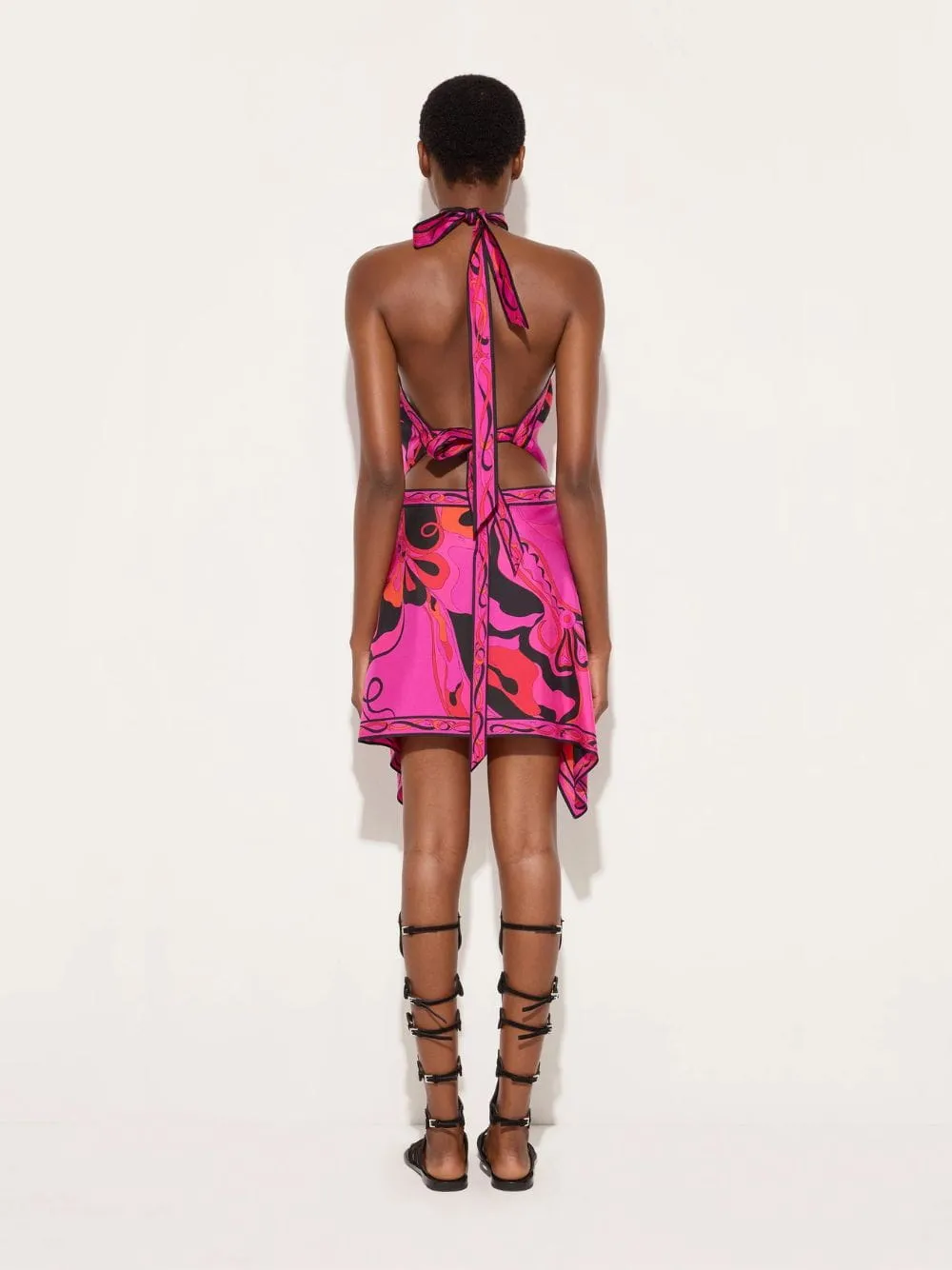 Fuchsia and Black Orchidee Silk Halter Top sold by Fashion Clinic product image thumbnail 4