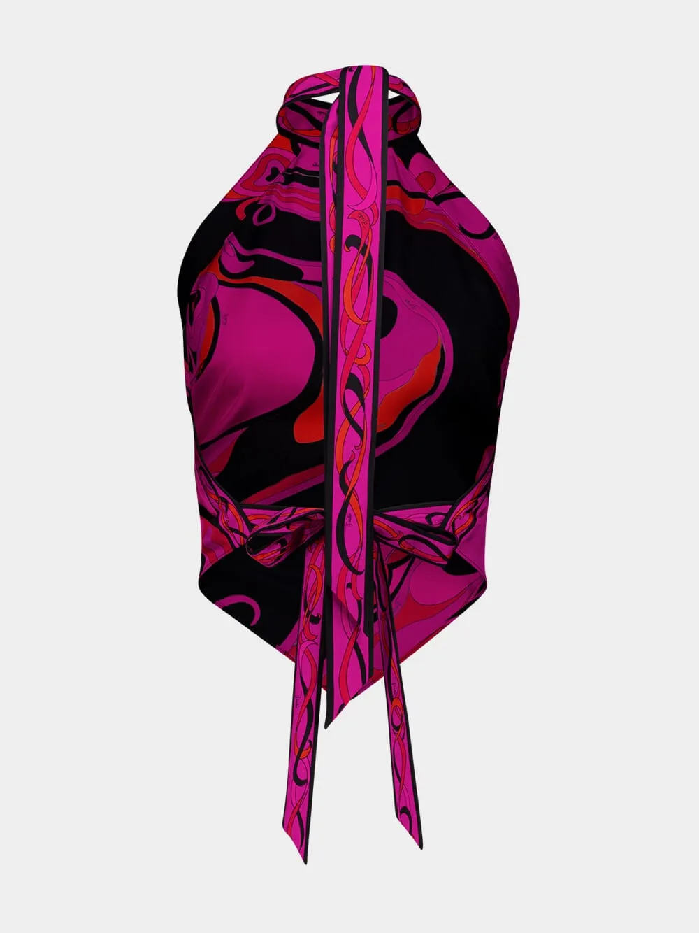 Fuchsia and Black Orchidee Silk Halter Top sold by Fashion Clinic product image thumbnail 3
