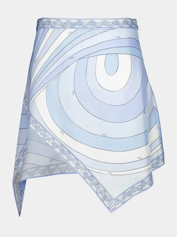 Pale Blue Iride Silk Scarf Skirt made by Emilio Pucci