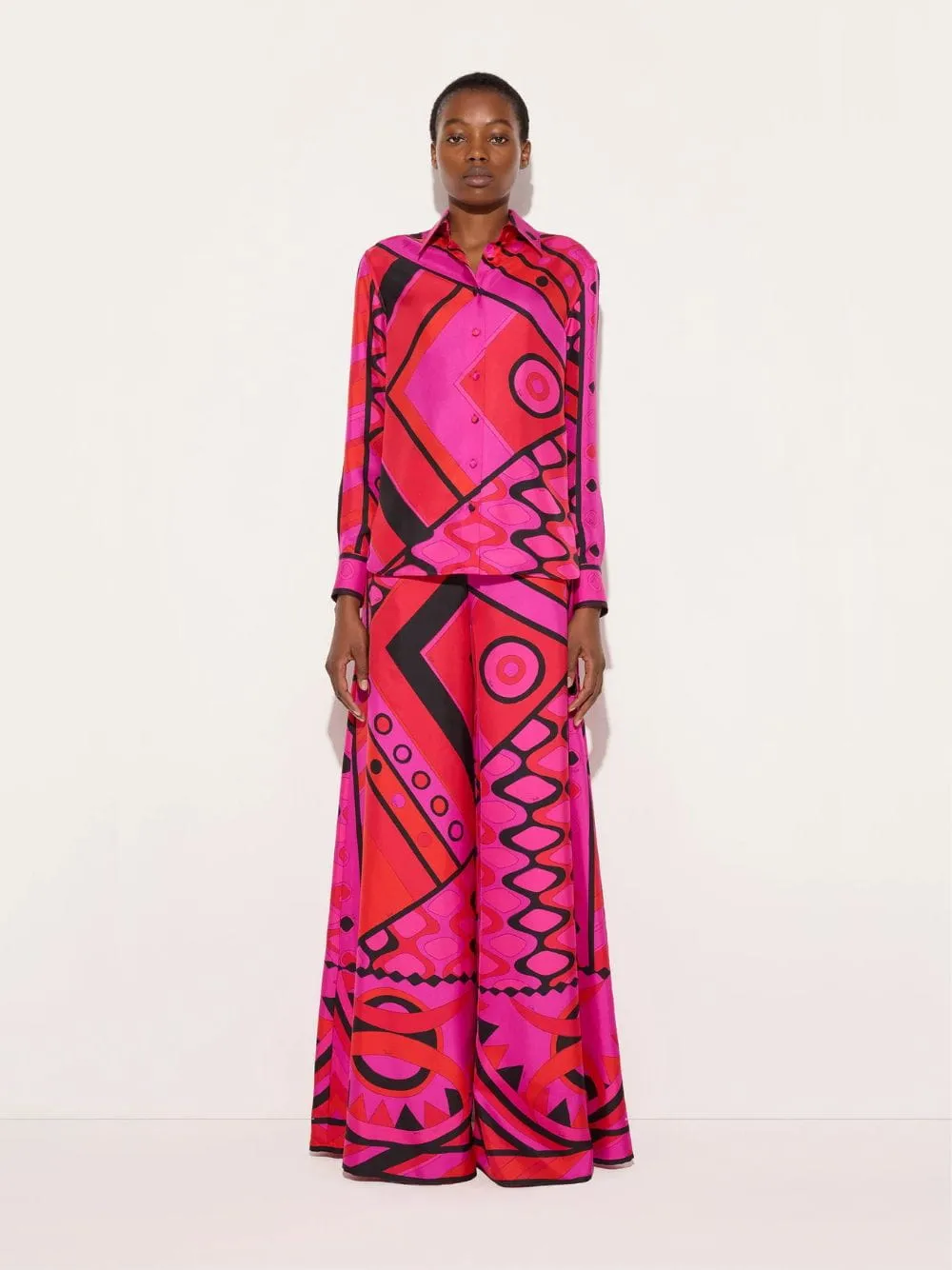 Fuchsia and Black Vivara Silk Palazzo Pants sold by Fashion Clinic product image thumbnail 3