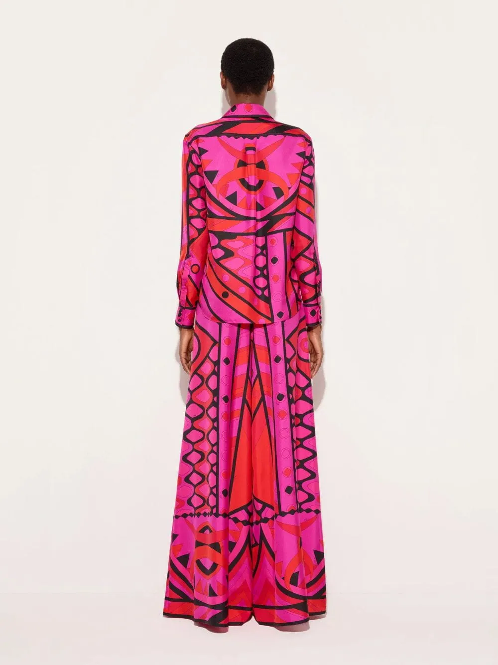 Fuchsia and Black Vivara Silk Palazzo Pants sold by Fashion Clinic product image thumbnail 5