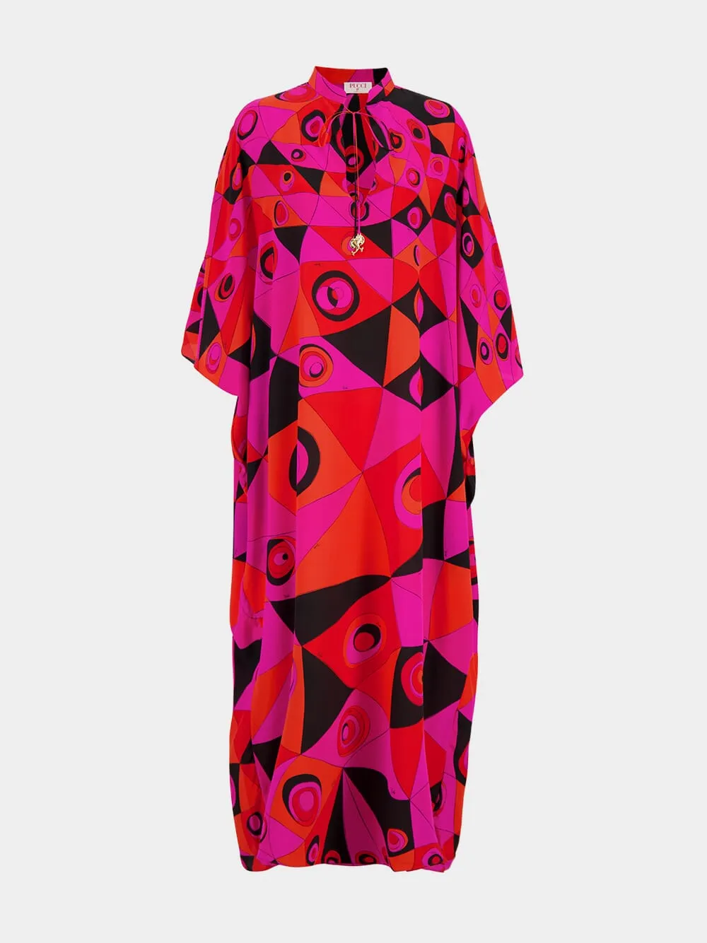 Fuchsia and Black Occhi Print Silk Kaftan sold by Fashion Clinic product image thumbnail 2