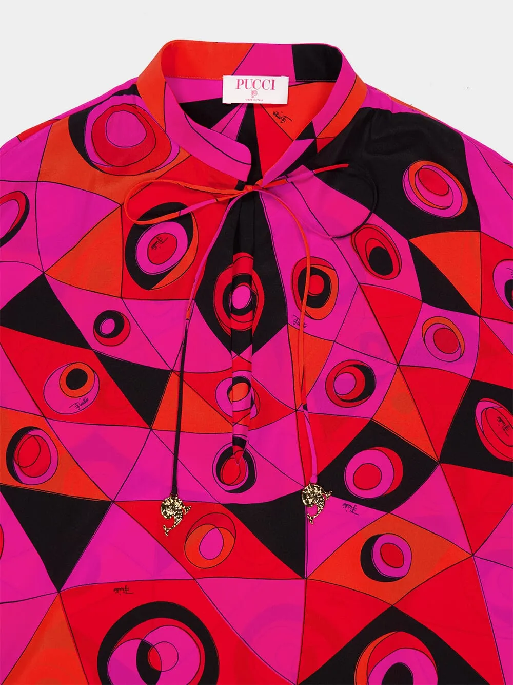 Fuchsia and Black Occhi Print Silk Kaftan sold by Fashion Clinic product image thumbnail 5