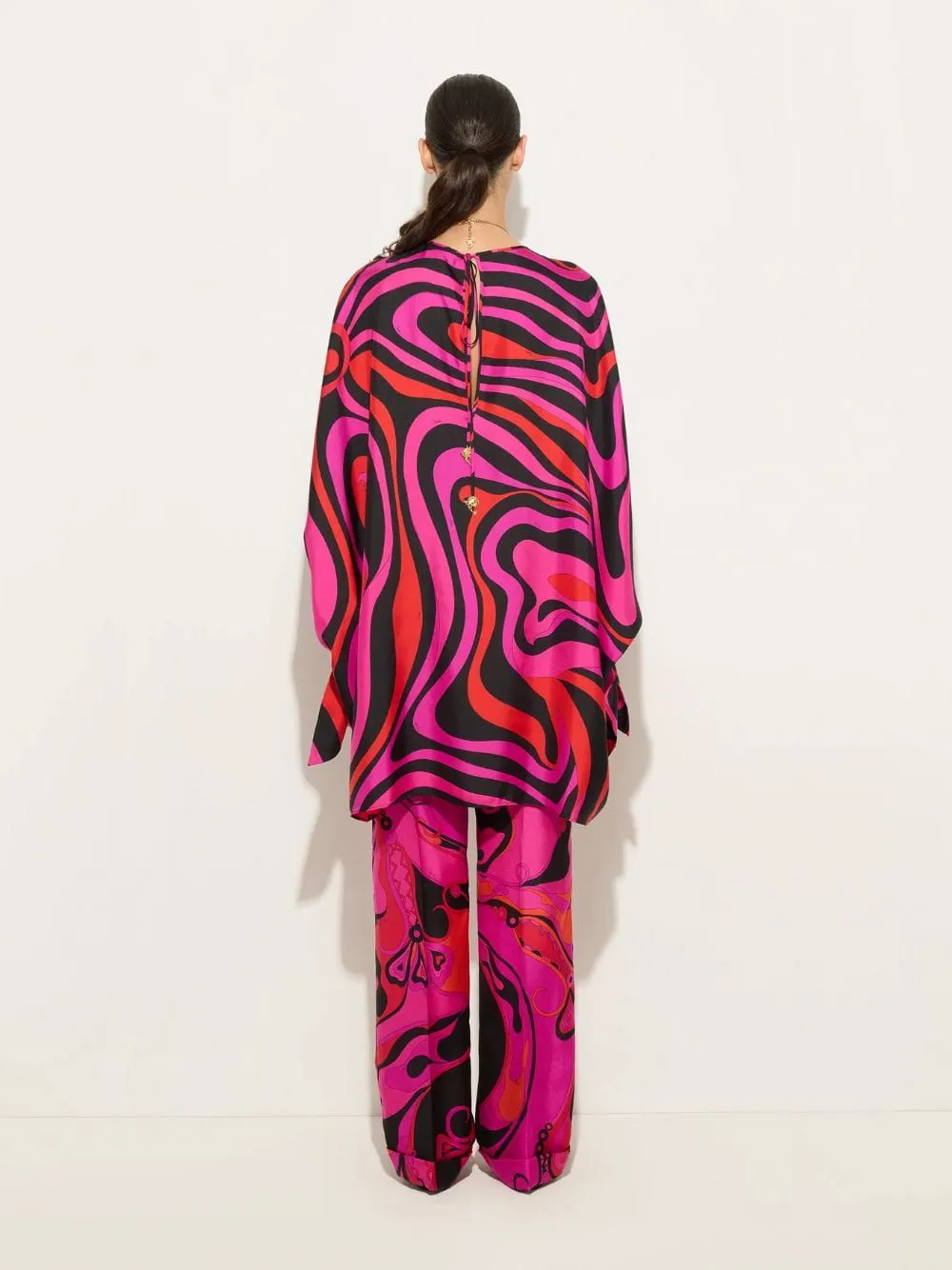 Fuchsia and Black Marmo Silk Kaftan sold by Fashion Clinic product image thumbnail 4