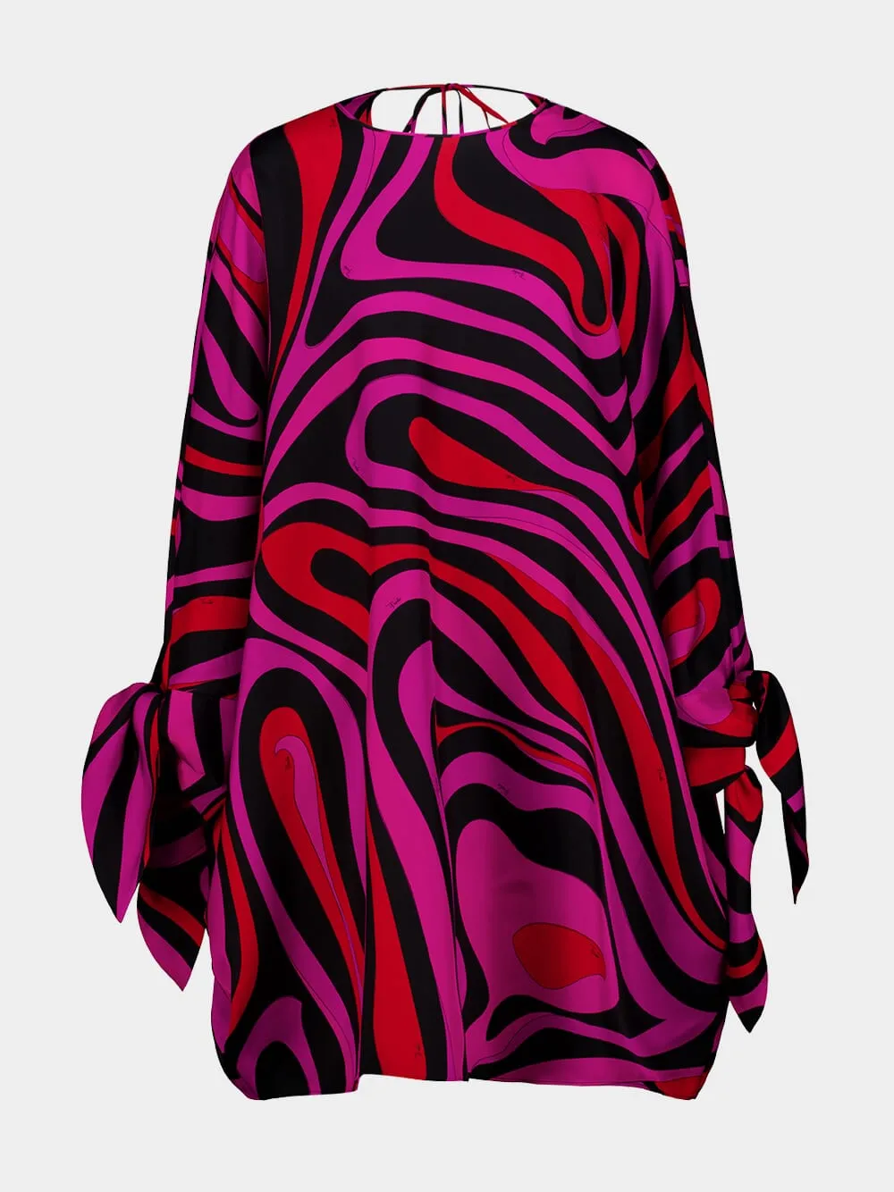 Fuchsia and Black Marmo Silk Kaftan sold by Fashion Clinic