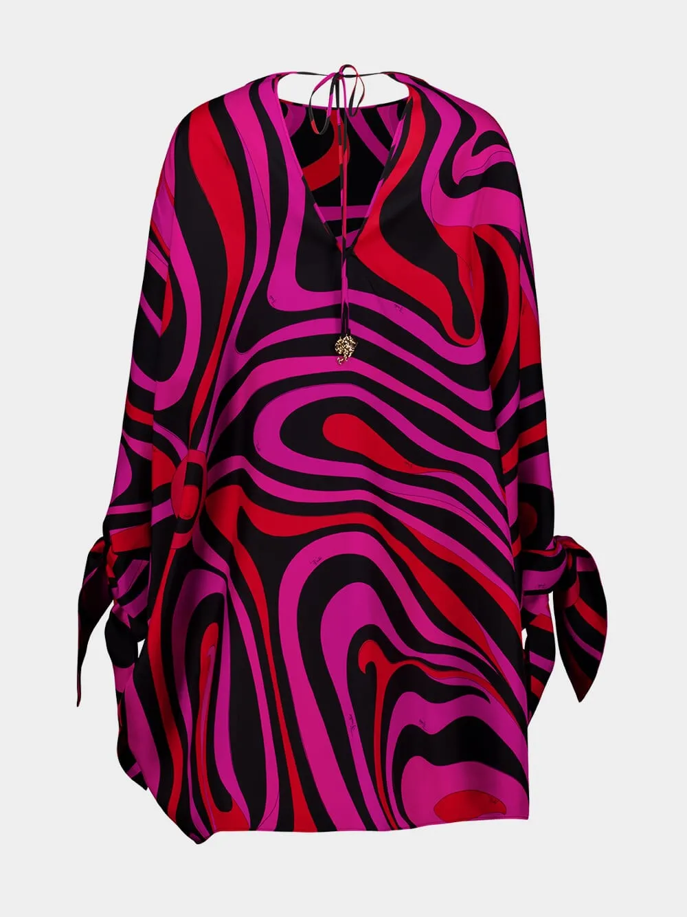 Fuchsia and Black Marmo Silk Kaftan sold by Fashion Clinic product image thumbnail 3