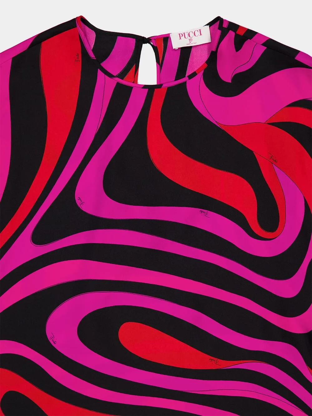 Fuchsia and Black Marmo Silk Kaftan sold by Fashion Clinic product image thumbnail 5
