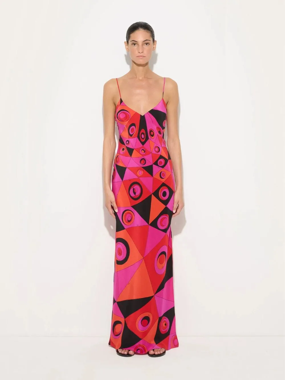 Fuchsia and Black Occhi Print Silk Dress sold by Fashion Clinic